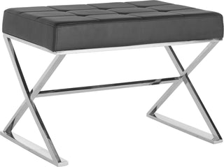 Safavieh Micha Ottoman Black and Chrome Furniture 