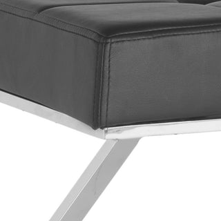 Safavieh Micha Ottoman Black and Chrome Furniture 