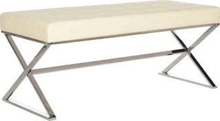 Safavieh Micha Bench Creme and Chrome Furniture 