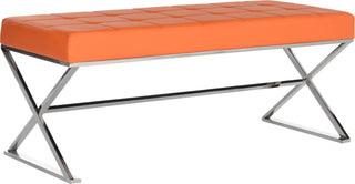 Safavieh Micha Bench Orange and Chrome Furniture 