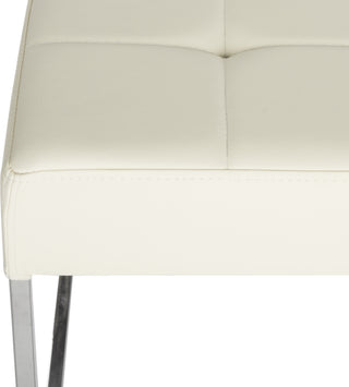 Safavieh Roitfeld Ottoman Creme and Chrome Furniture 