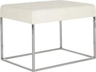 Safavieh Roitfeld Ottoman Creme and Chrome Furniture 