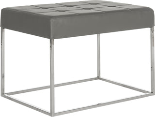 Safavieh Roitfeld Ottoman Grey and Chrome Furniture 