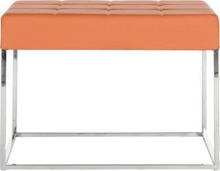 Safavieh Roitfeld Ottoman Orange and Chrome Furniture main image