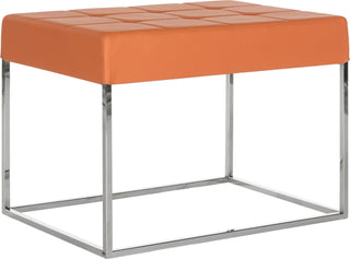 Safavieh Roitfeld Ottoman Orange and Chrome Furniture 