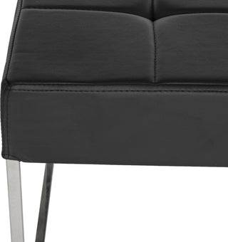 Safavieh Roitfeld Ottoman Black and Chrome Furniture 