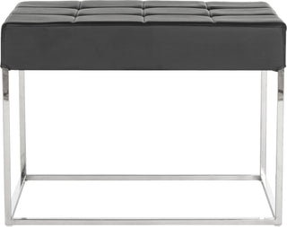 Safavieh Roitfeld Ottoman Black and Chrome Furniture main image