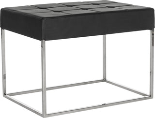 Safavieh Roitfeld Ottoman Black and Chrome Furniture 