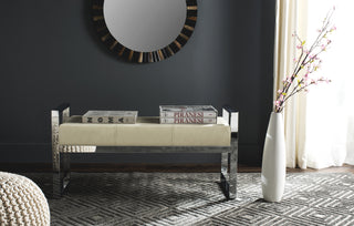 Safavieh Slade Bench Creme and Chrome Furniture  Feature