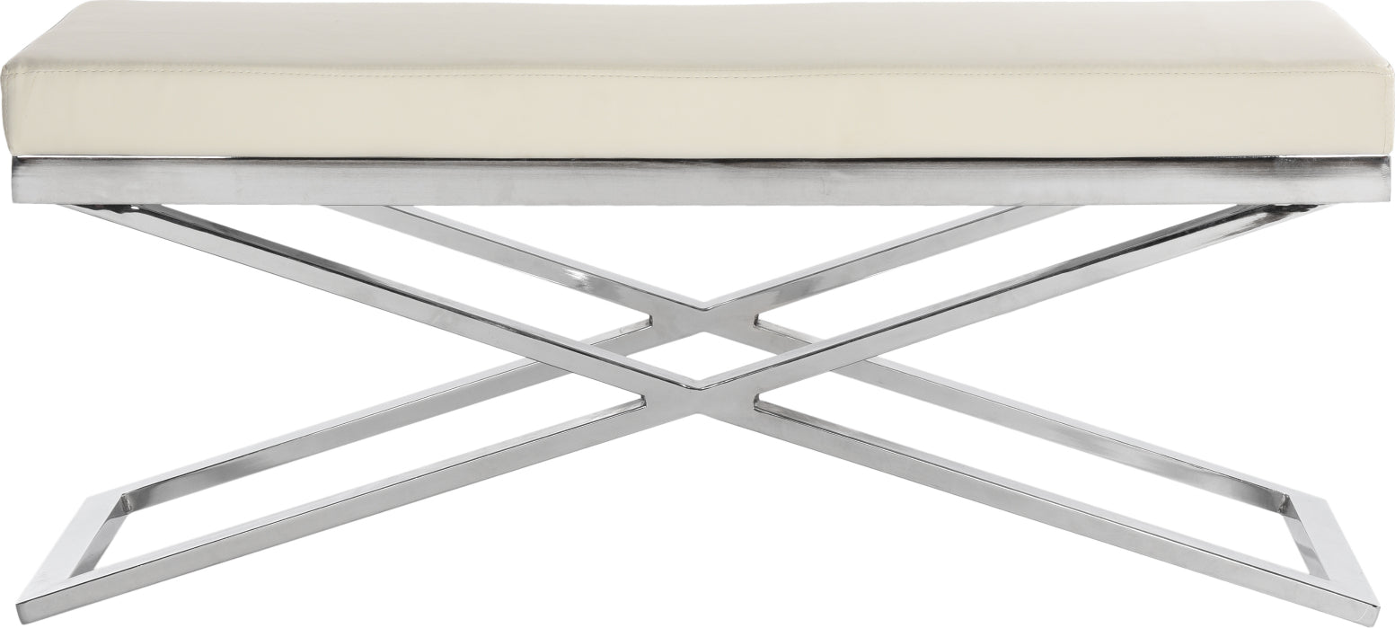Safavieh Acra Bench White and Silver Chrome Furniture main image