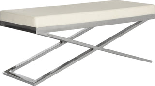 Safavieh Acra Bench White and Silver Chrome Furniture 