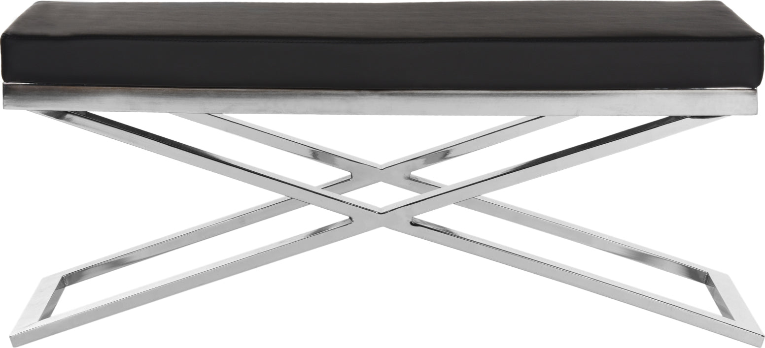 Safavieh Acra Bench Black and Silver Chrome Furniture main image