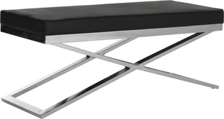 Safavieh Acra Bench Black and Silver Chrome Furniture 