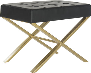 Safavieh Badgley Ottoman Black and Gold Furniture 