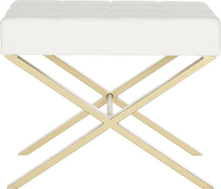 Safavieh Badgley Ottoman White and Gold Furniture main image