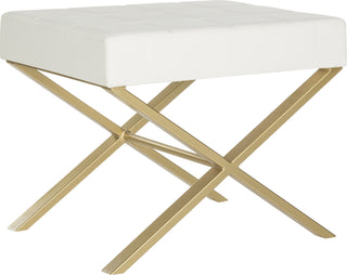 Safavieh Badgley Ottoman White and Gold Furniture 