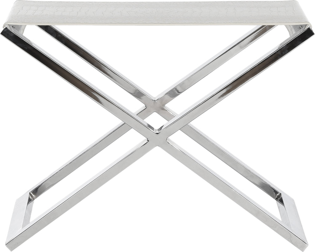 Safavieh Verdi Bench White Crocodile and Chrome Furniture main image