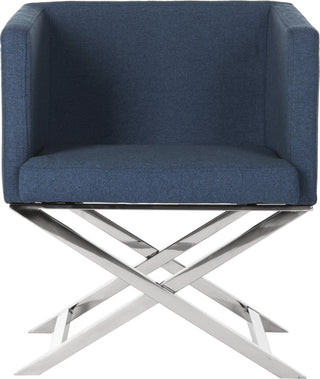 Safavieh Celine Chrome Cross Leg Chair Navy and Furniture main image