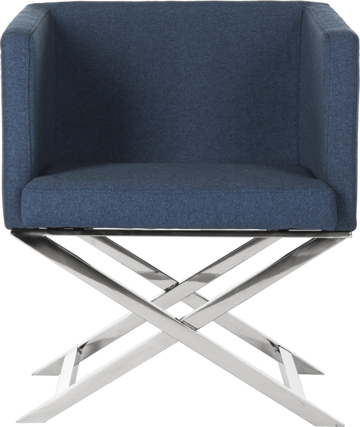 Safavieh Celine Chrome Cross Leg Chair Navy and Furniture main image