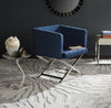 Safavieh Celine Chrome Cross Leg Chair Navy and Furniture  Feature