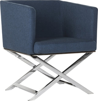 Safavieh Celine Chrome Cross Leg Chair Navy and Furniture 