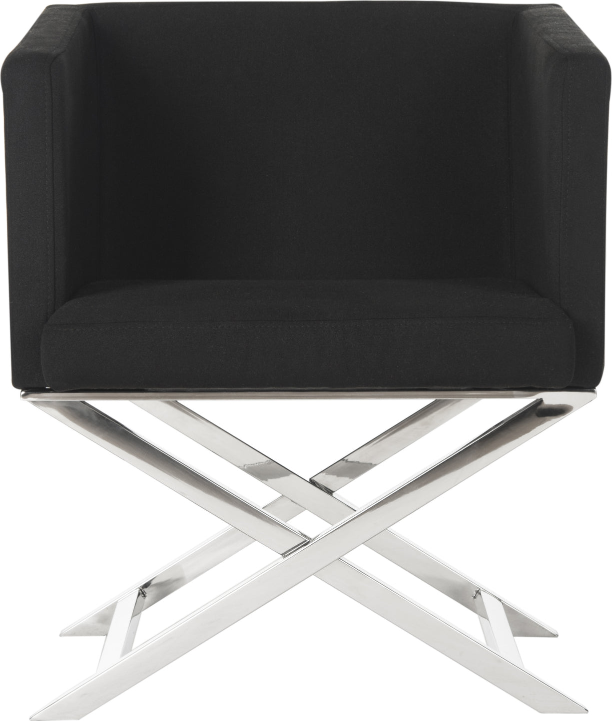 Safavieh Celine Chrome Cross Leg Chair Black and Furniture main image