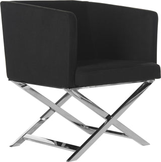 Safavieh Celine Chrome Cross Leg Chair Black and Furniture 