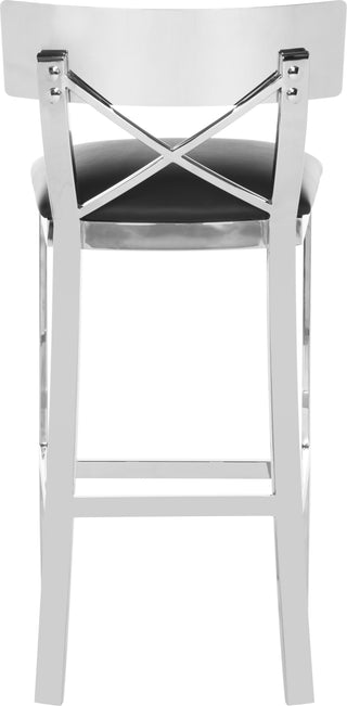 Safavieh Zoey 39''H Stainless Steel Cross Back Bar Stool Black and Chrome Furniture 