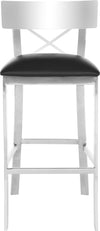 Safavieh Zoey 39''H Stainless Steel Cross Back Bar Stool Black and Chrome Furniture main image