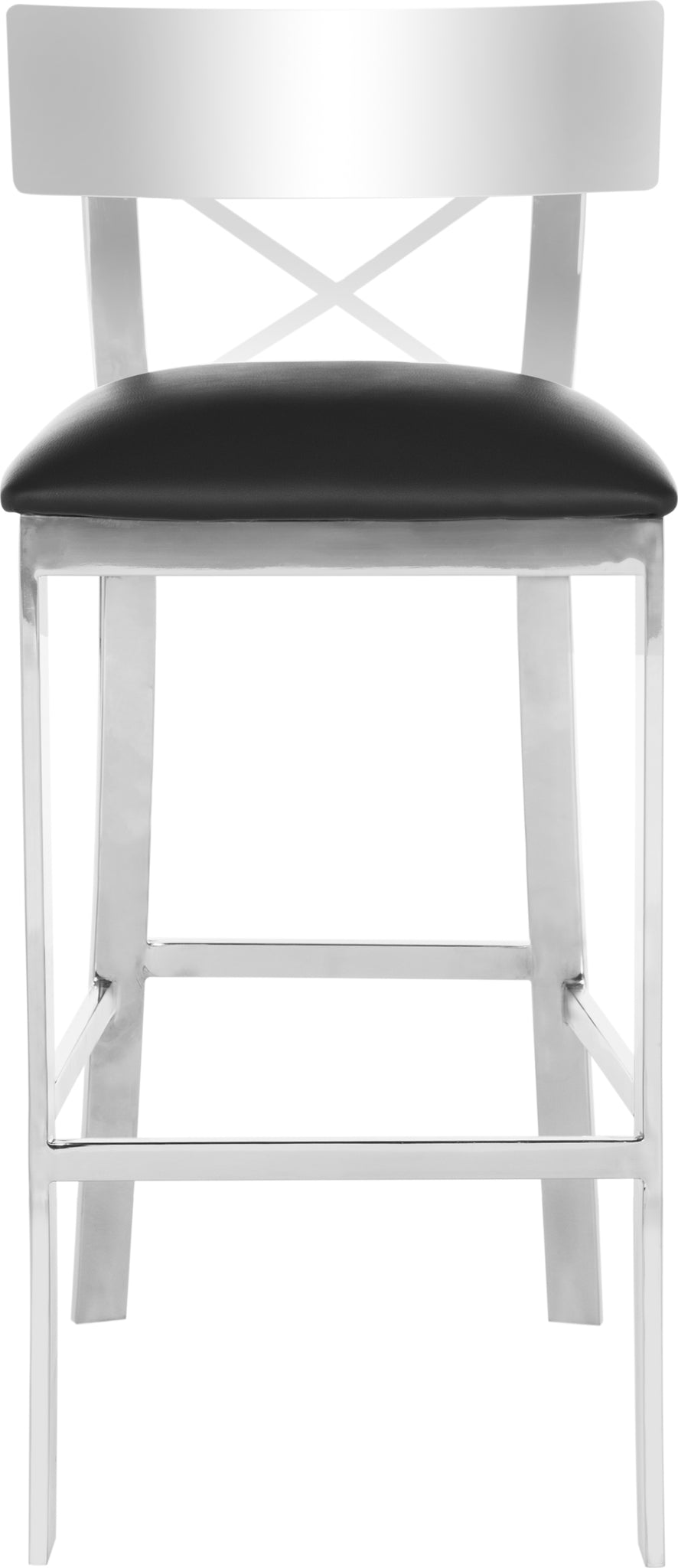 Safavieh Zoey 39''H Stainless Steel Cross Back Bar Stool Black and Chrome Furniture main image