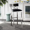 Safavieh Zoey Stainless Steel Cross Back Bar Stool Black and Chrome  Feature