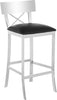 Safavieh Zoey 39''H Stainless Steel Cross Back Bar Stool Black and Chrome Furniture 