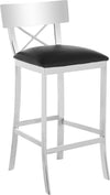 Safavieh Zoey 39''H Stainless Steel Cross Back Bar Stool Black and Chrome Furniture 