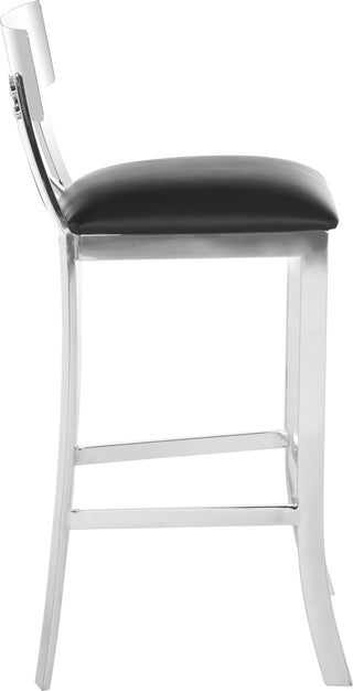 Safavieh Zoey 39''H Stainless Steel Cross Back Bar Stool Black and Chrome Furniture 