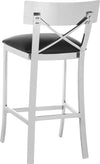 Safavieh Zoey 35''H Stainless Steel Cross Back Counter Stool Black and Chrome Furniture 