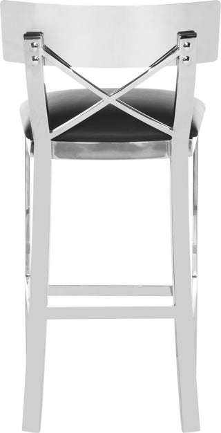 Safavieh Zoey 35''H Stainless Steel Cross Back Counter Stool Black and Chrome Furniture 