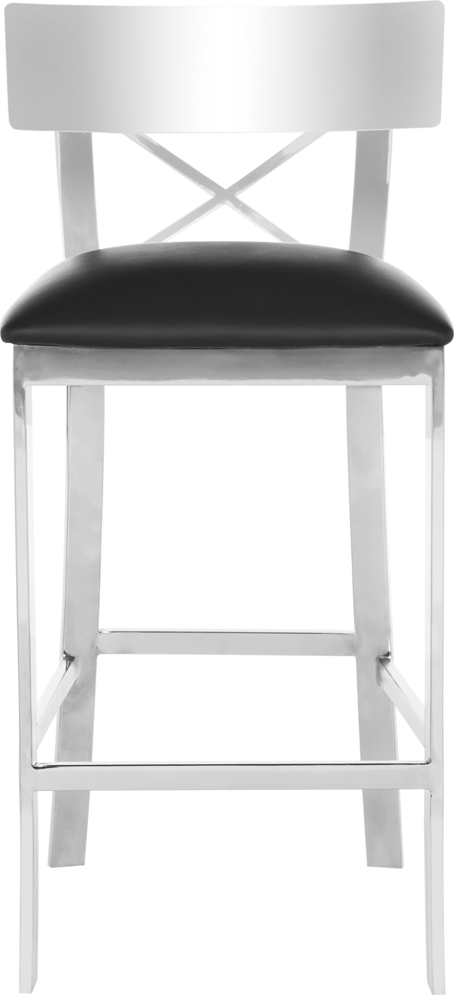 Safavieh Zoey 35''H Stainless Steel Cross Back Counter Stool Black and Chrome Furniture main image
