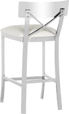 Safavieh Zoey 35''H Stainless Steel Cross Back Counter Stool White and Chrome Furniture 
