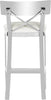 Safavieh Zoey 35''H Stainless Steel Cross Back Counter Stool White and Chrome Furniture 