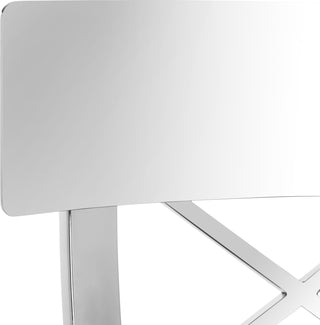 Safavieh Zoey 35''H Stainless Steel Cross Back Counter Stool White and Chrome Furniture 