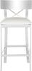Safavieh Zoey 35''H Stainless Steel Cross Back Counter Stool White and Chrome Furniture main image