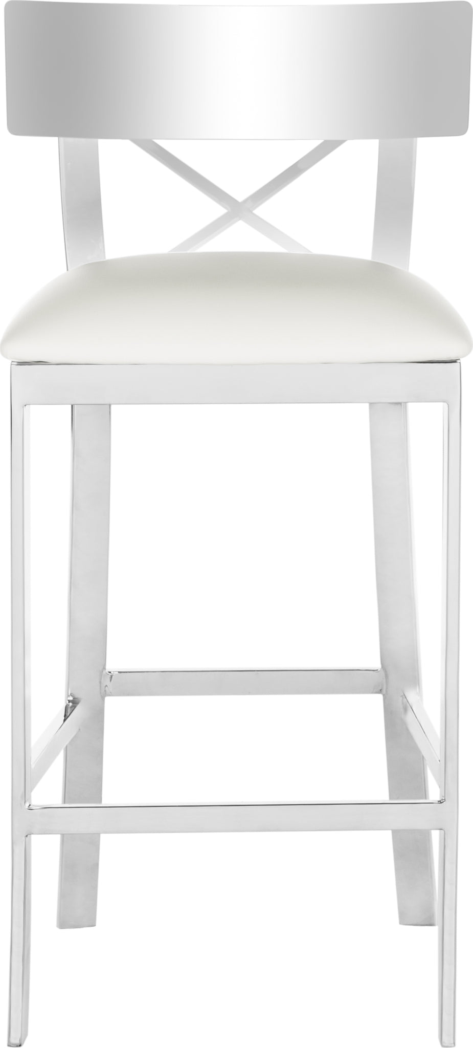 Safavieh Zoey 35''H Stainless Steel Cross Back Counter Stool White and Chrome Furniture main image