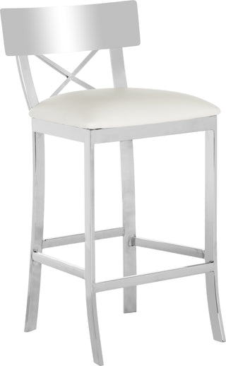 Safavieh Zoey 35''H Stainless Steel Cross Back Counter Stool White and Chrome Furniture 