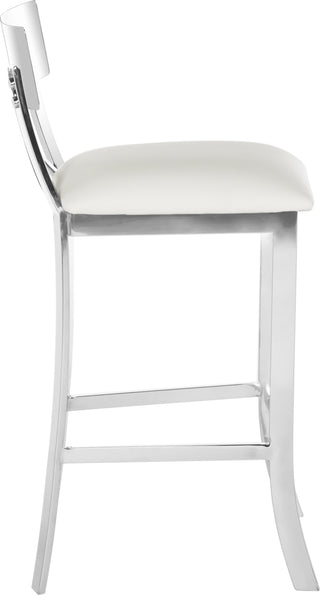 Safavieh Zoey 35''H Stainless Steel Cross Back Counter Stool White and Chrome Furniture 