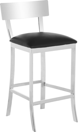 Safavieh Abby 35''H Stainless Steel Counter Stool Black and Chrome Furniture 