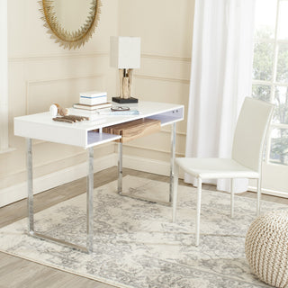 Safavieh Metropolitan Computer Desk Natural and White Chrome Furniture  Feature