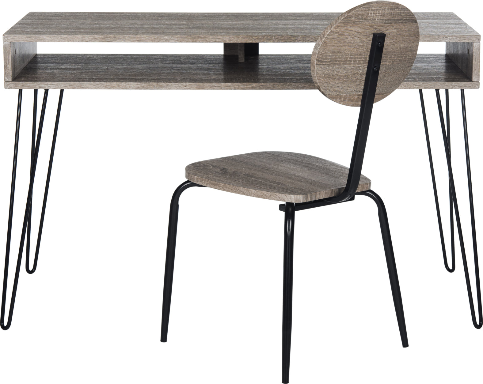 Safavieh Winta 47'' Retro Writing Desk / Chair Grey and Black Furniture main image