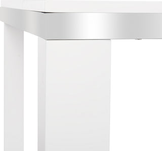 Safavieh Enos Modern Lacquer Desk White and Chrome Furniture 