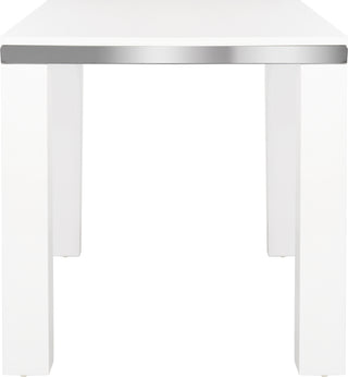 Safavieh Enos Modern Lacquer Desk White and Chrome Furniture 