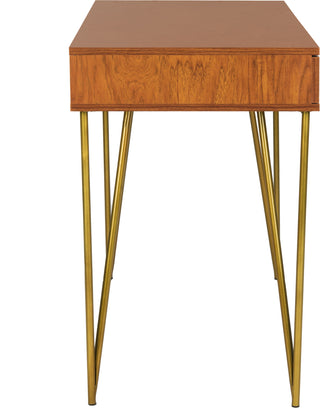 Safavieh Pine Two Drawer Desk Natural and Gold Furniture 